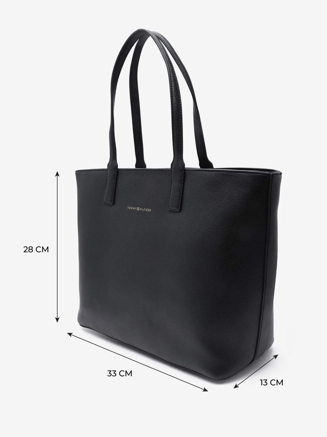 Tommy Hilfiger Solid Black Pu Tote Bag