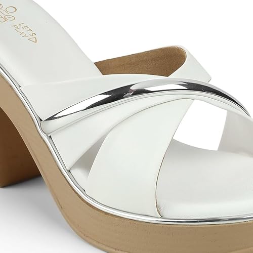 tresmode ALBANNY White Women's Dress Block Heel Sandals in Size 5 UK / 38 EU