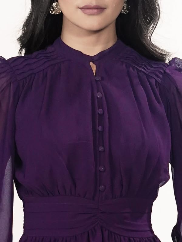 Zink London Women's Purple Solid Short Dress