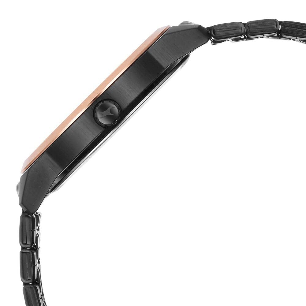 Fastrack Stunners Quartz Analog Black Dial Metal Strap Watch for Men-3308KM01