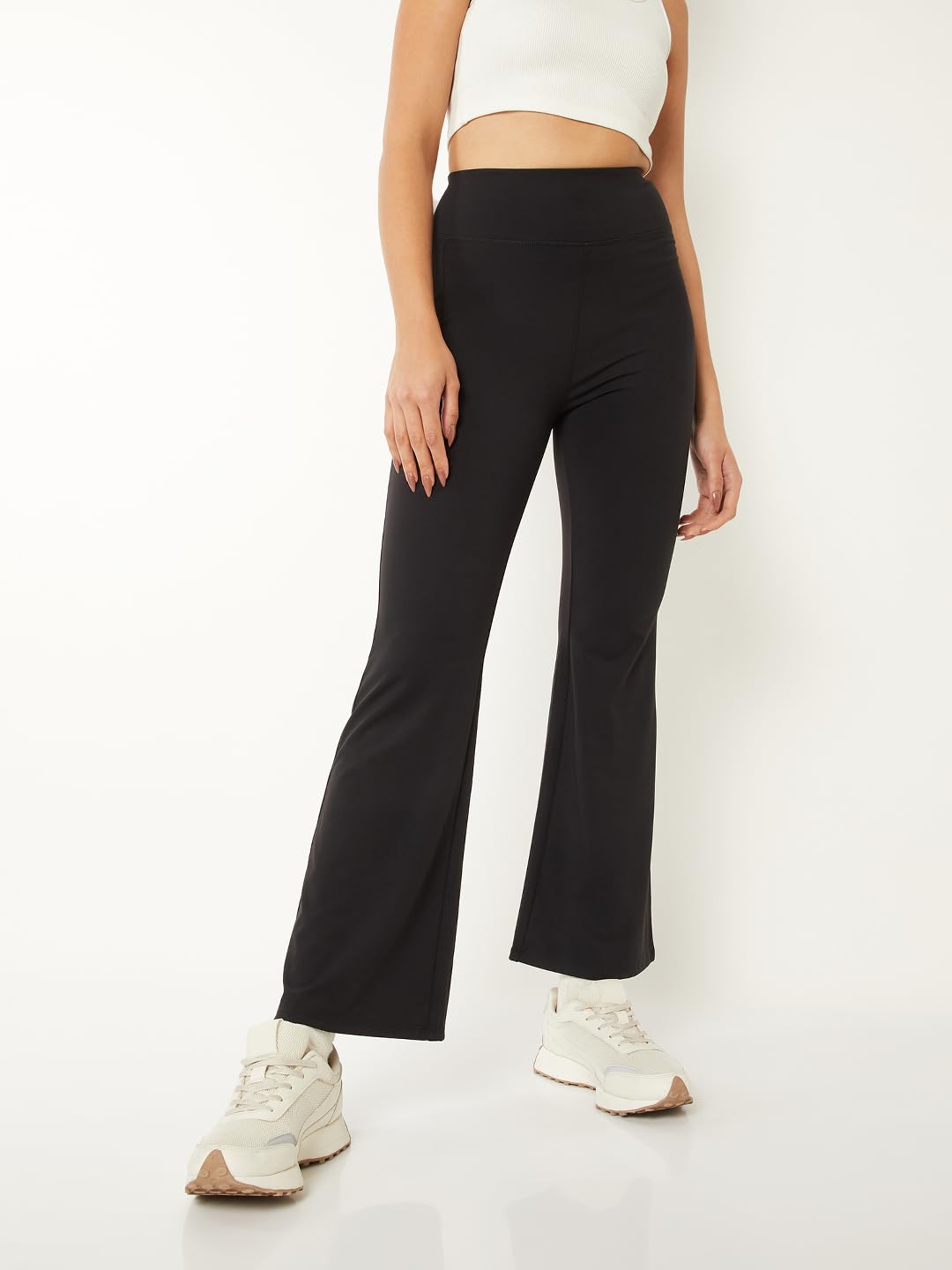 Max Women Solid Flared Pants (Black_XXL)