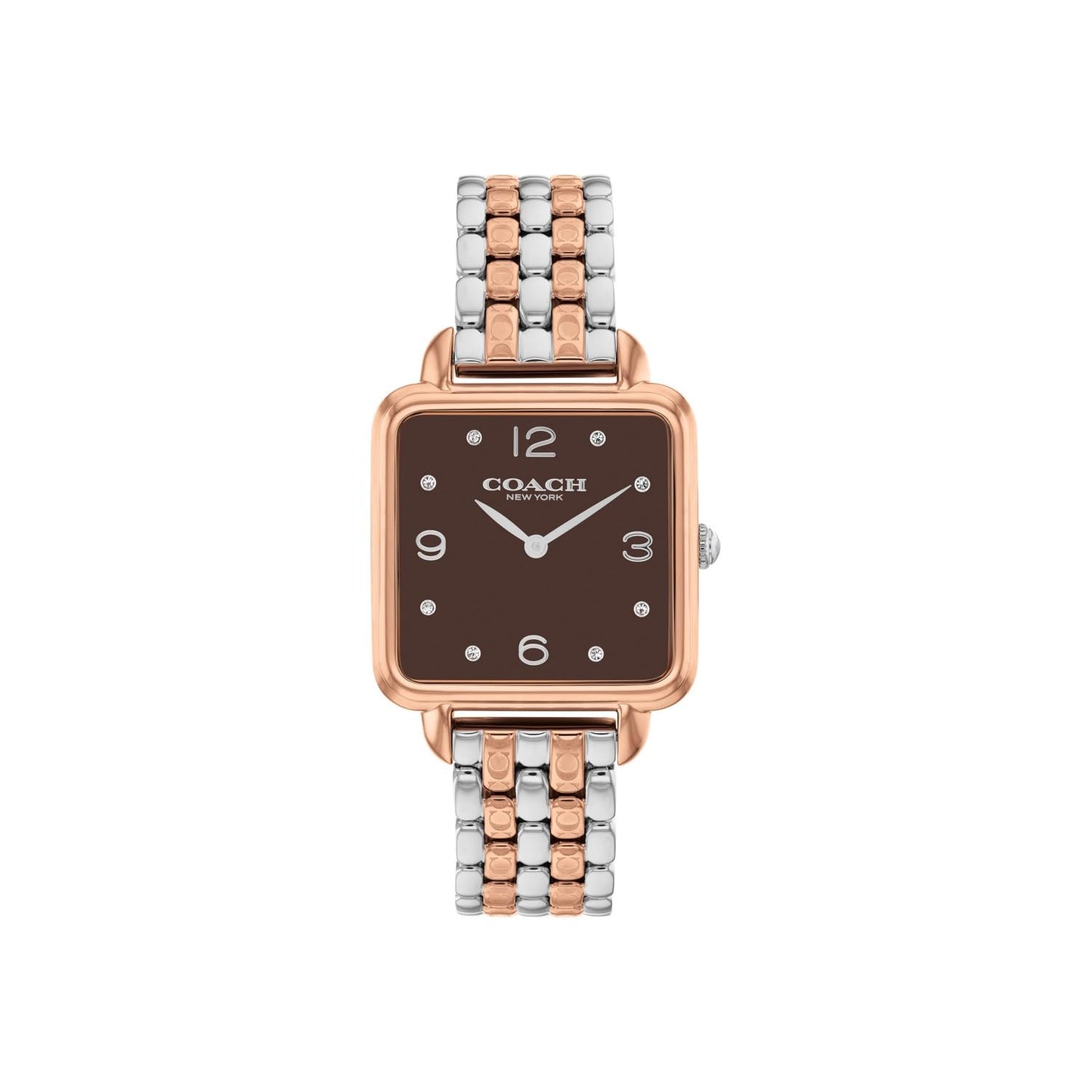 Coach Cass Qtz Basic Slim Coffee Brown Square Dial Women's Watch|Stainless Steel & Ionic Plated Rose Gold Steel Material|Rose Gold Color Band - 14504543