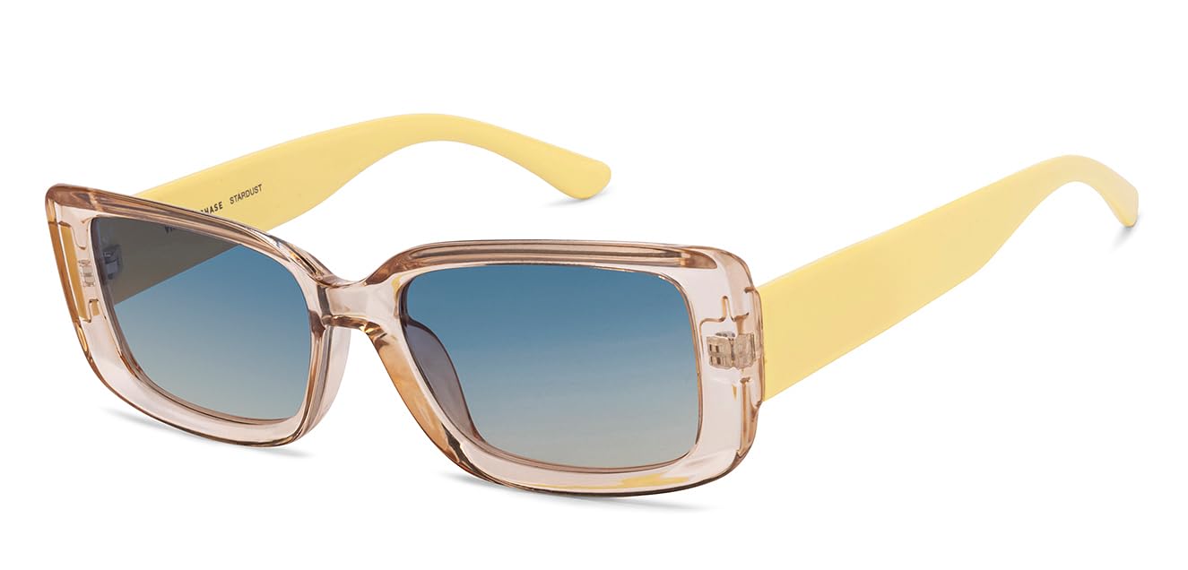 VINCENT CHASE EYEWEAR By Lenskart | Brown-Blue Full Rim Square | Stardust | Branded Latest And Stylish Sunglasses | Polarized And 100% Uv Protected | For Women | Large | Vc S17057