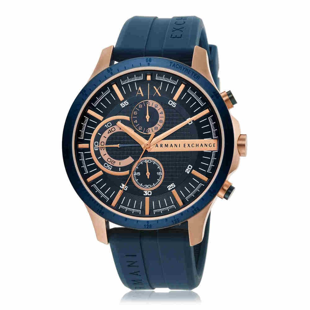 A|X Armani Exchange Men's Chronograph Quartz Watch with Silicone Strap AX2440, Blue, strap, blue, Standard, AX2440-AMZUK