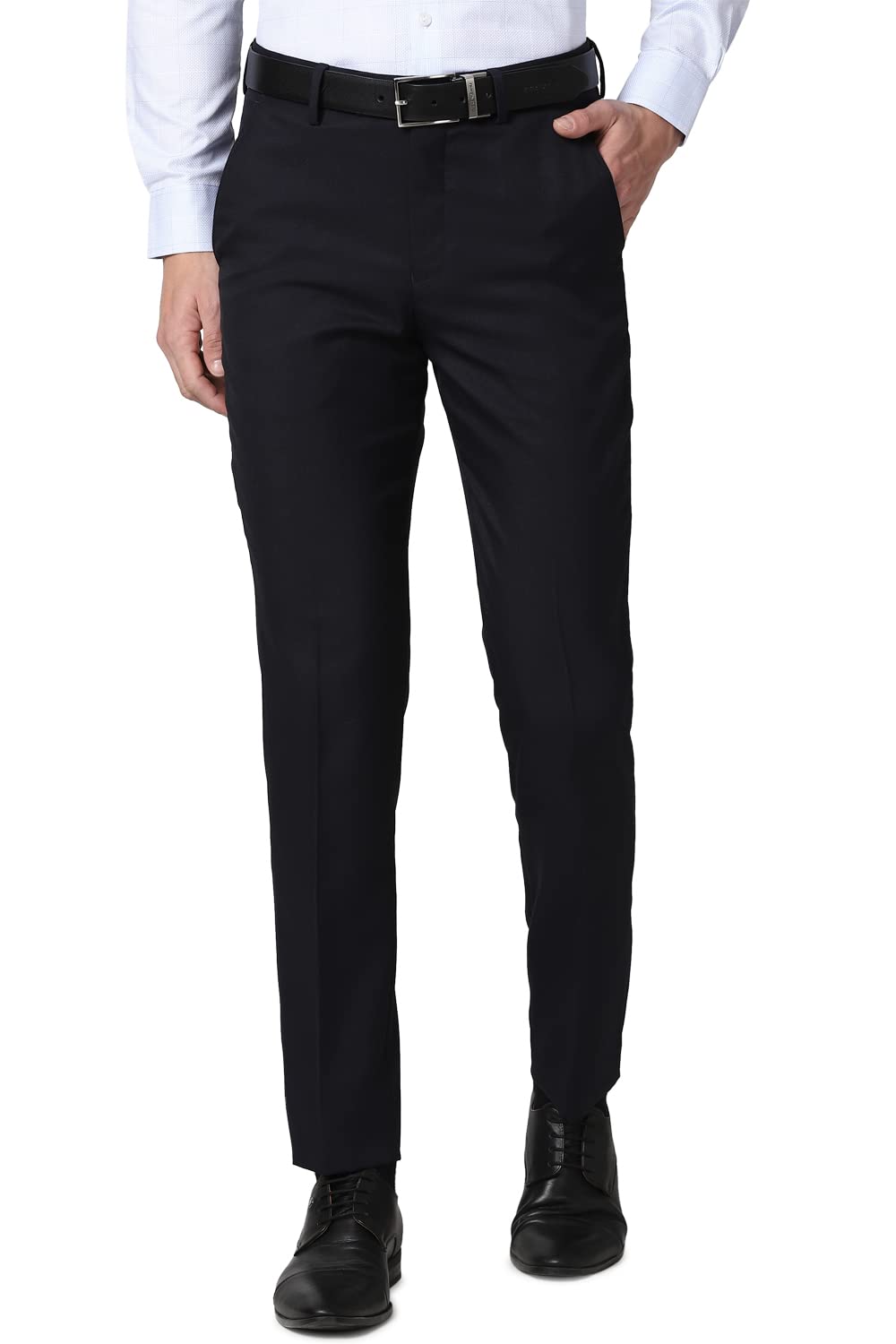 Peter England Men's Slim Work Utility Low Rise Pants (PETFOSLBA43588_Navy_34)