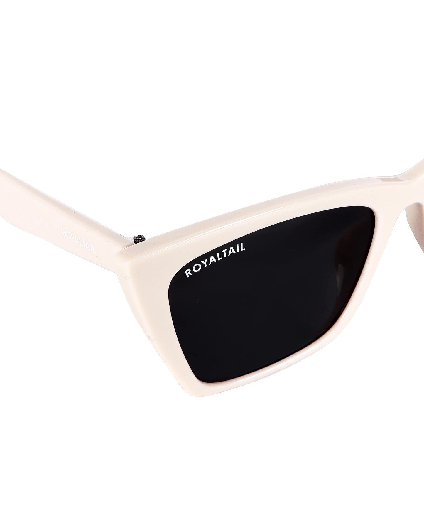 Royaltail Cat Eye Shape Sunglasses Cream Frame & Black Square Glass Unisex 100% UV Protected | For Men & Women | For Protection, Safety, Party, Styling