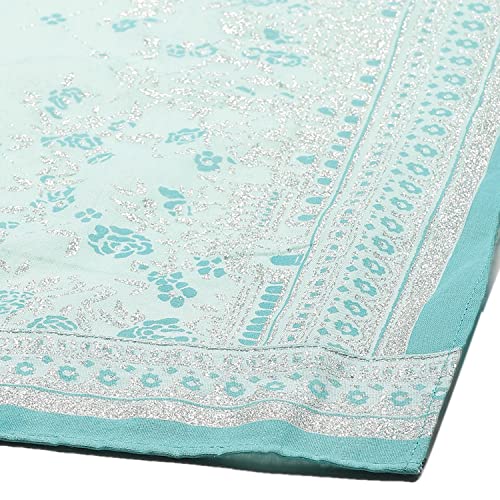 BIBA WOMEN PRINTED FITTED SALWAR KURTA DUPATTA(SKDSHWETH S7820_TURQUOISE_34)