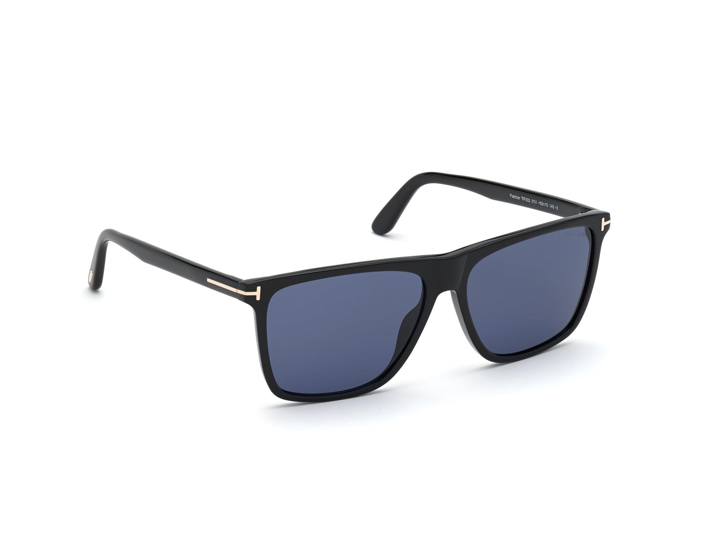 Tom Ford Shiny Black Frame and Blue Lens Sunglasses for Men - Size: 57/15/145 - Mode: FLETCHER FT0832