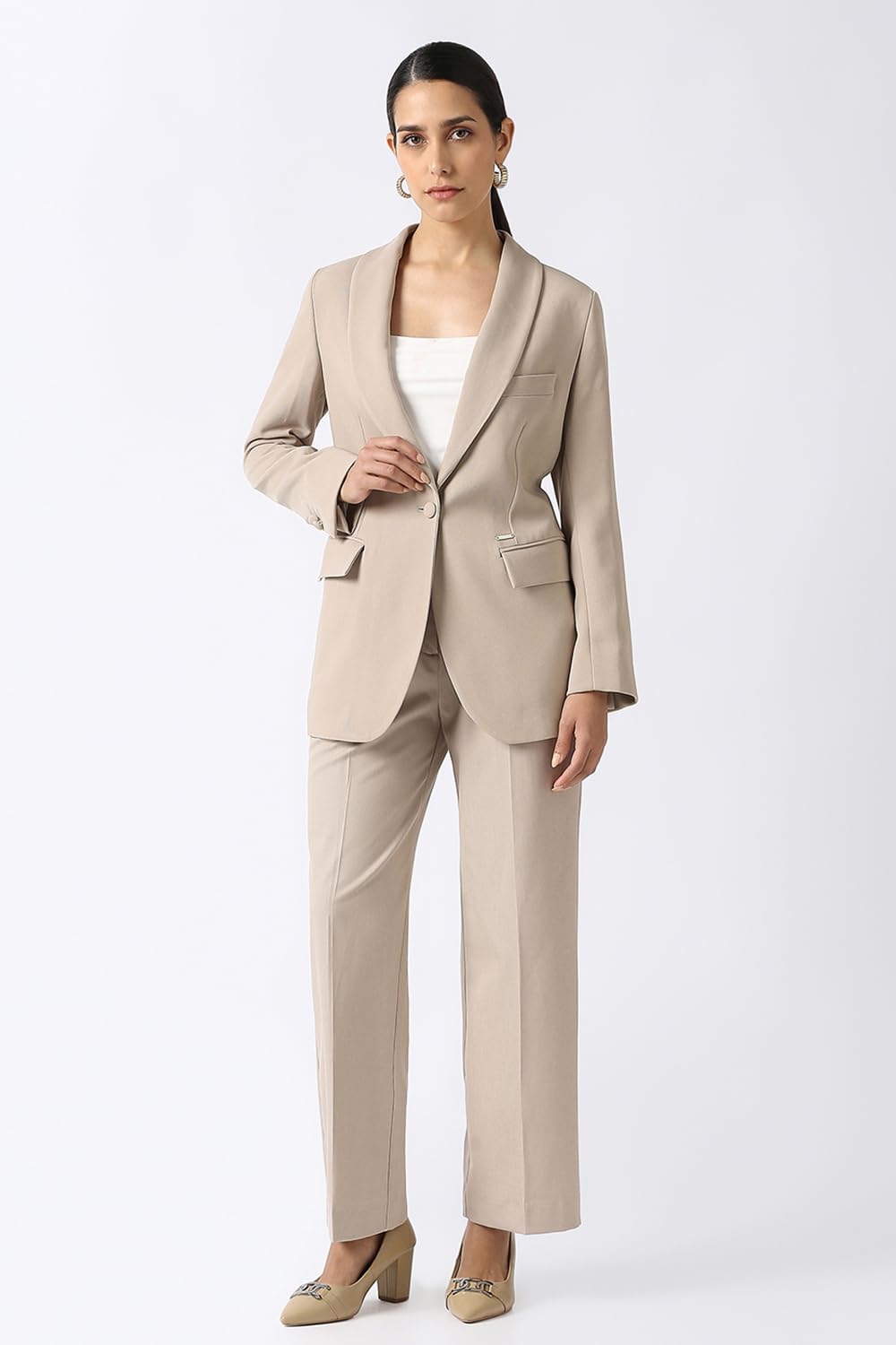 Van Heusen Women's Blazer (VWBZFRGF216256_Beige