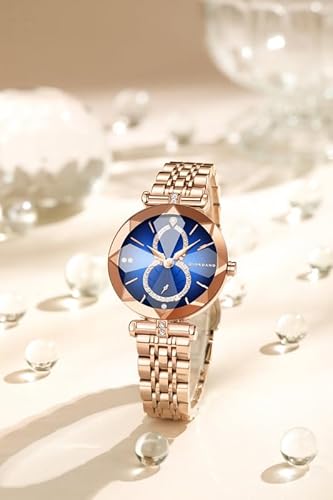 Giordano Luxury Watch for Women – Round Diamond Cut Glass Dial, Elegant Stainless Steel Strap with Quartz Movement