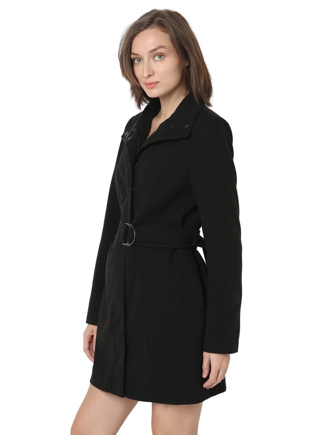 VERO MODA Women's Regular Fit Black Coat