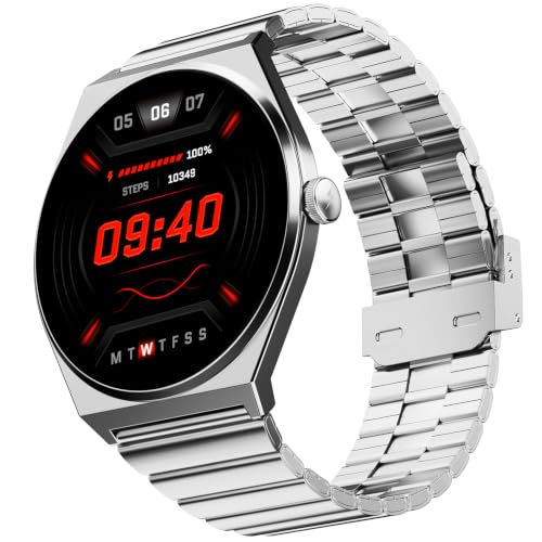 Fire-Boltt Phoenix Nova Smartwatch 1.43” Slim Super AMOLED Display, 466x466 Pixel Always-On Display, Bluetooth Calling, Health Tracker for Men & Women Titan Silver