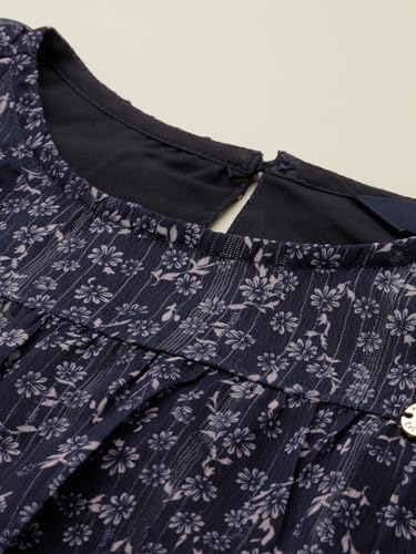 Girls Navy Print Casual Top