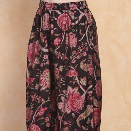 Biba Girl's Viscose Blend Kurta Set (KWSNKIS6406SS25BLK_Black