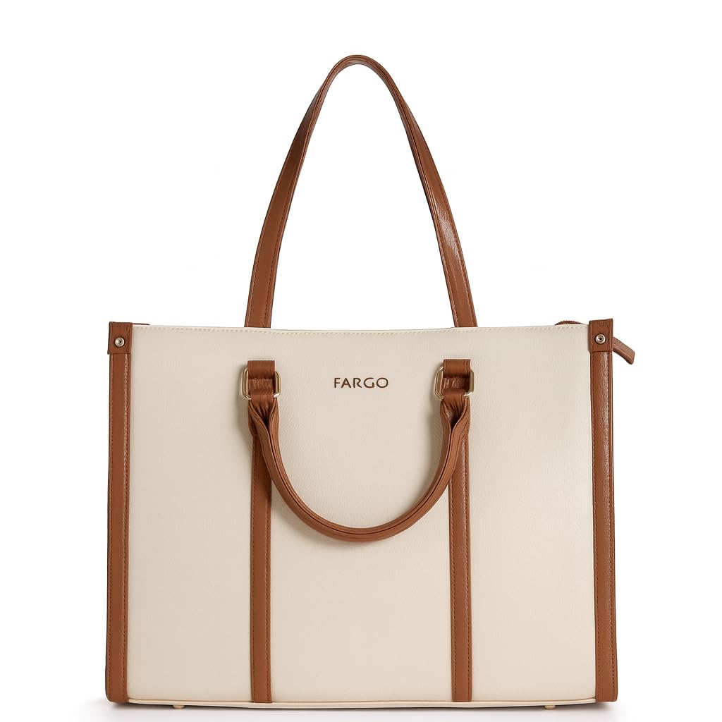 Fargo Iconic Tote Bag for Women | Vegan Leather Handbag with 15-Inch Laptop Compartment, Smooth Zip, Luxury Look | Stylish Office, College & Travel Tote | Made in India
