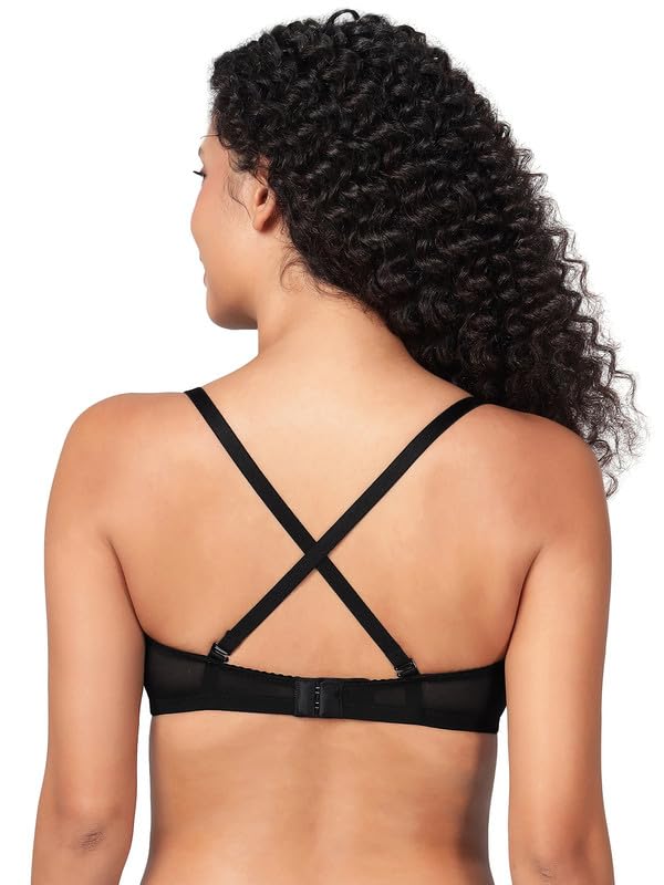 Clovia Women's Lace Padded Non-Wired Full Coverage Multiway Bra (BR2332C13_Black_40B)