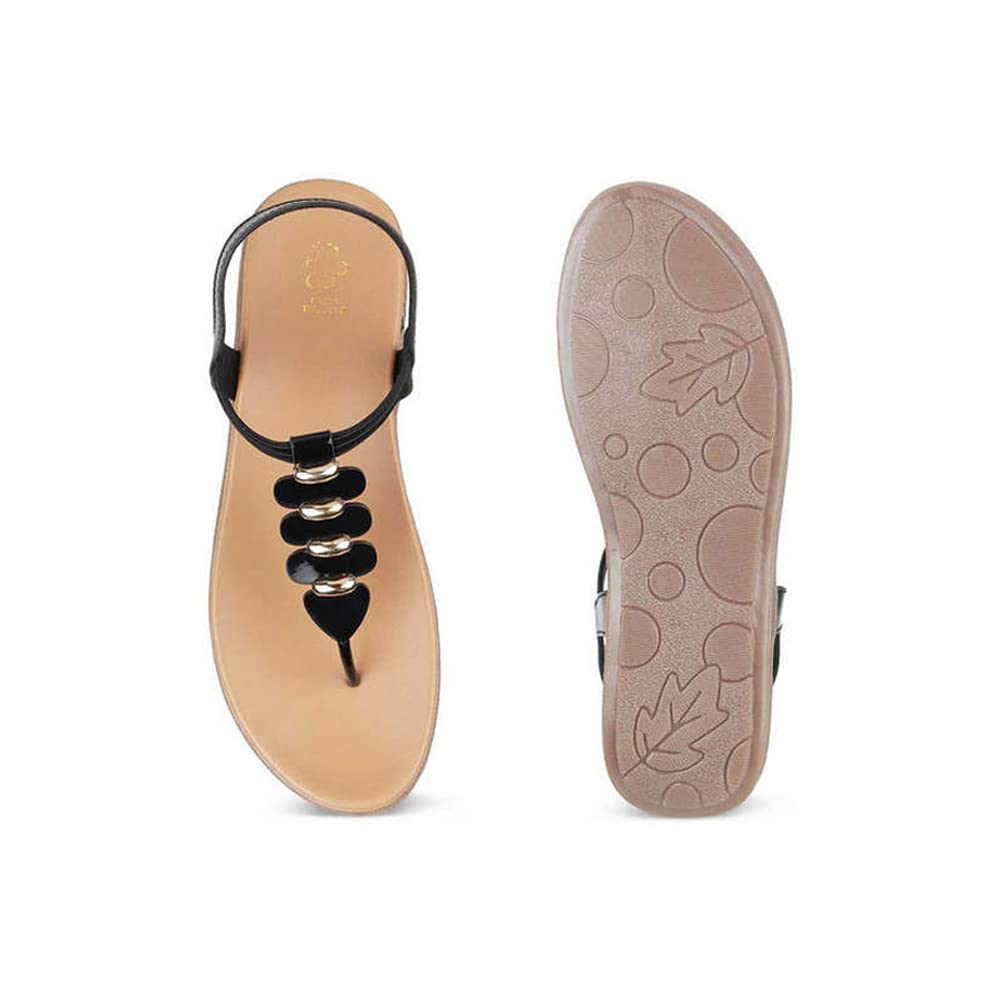 tresmode 229-VELENCIA BLACK WOMEN CASUAL FLAT SANDALS EU/37 UK/4