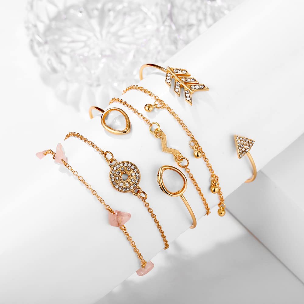 Shining Diva Fashion Latest Stylish Multilayer Gold Plated Bangle Bracelet for Women and Girls (rr14669b) Set of 6