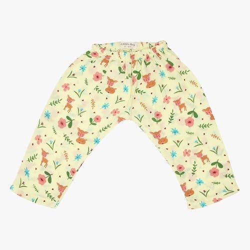 A Toddler Thing 100% Organic Muslin Sleepsuit - Oh My Deer | Yellow | Top & Pants | Size - 3-6 Months | Night Suit for Boys & Girls | Sleepwear Baby Products | Night Wear Pyjama Set | Full Cover Dress