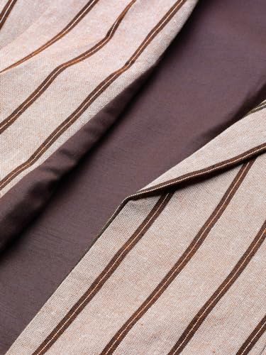 Cottinfab Women Striped Coffee Brown Notched Lapel Blazer Suit Set