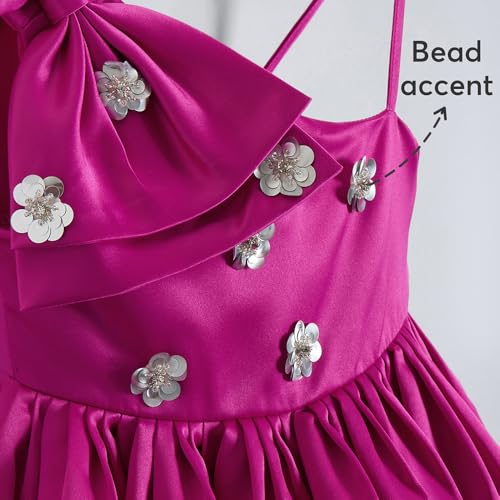 Hopscotch Girls Floral Applique Bow Dress in Pink Color for Age (5-6 Years)