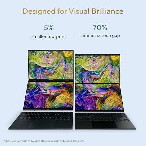 ASUS Zenbook Duo (2026),Intel Core Ultra 7 355,Intel iGPU,32GB RAM,1TB SSD,3K OLED,Touchscreen,14"(35.5 cm),Windows 11,M365 Basic(1Y),Office 2024,Moher Gray,1.65 Kg, UX8407AA-SN183WS,Copilot+ PC