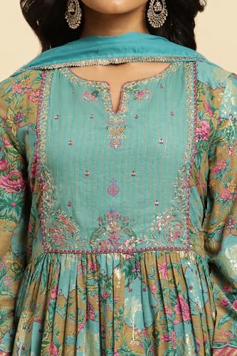 W for Woman Brown Floral Printed Kurta, Pant and Dupatta Set_24AUWS19864-122303_XL