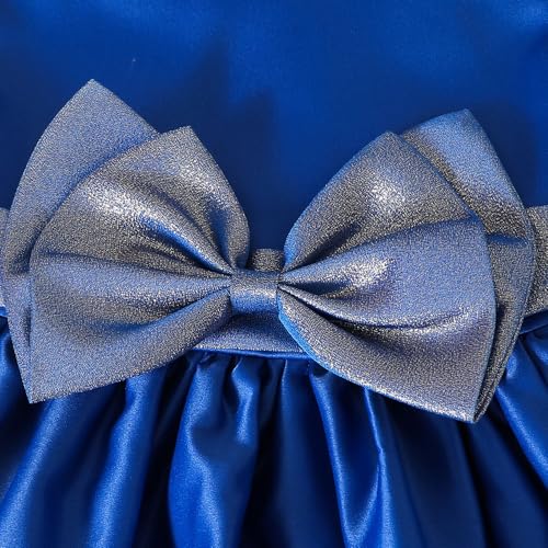 Hopscotch Girls Royal Blue Sleeveless Bow Applique Party Dress for Age (18-24 Months)