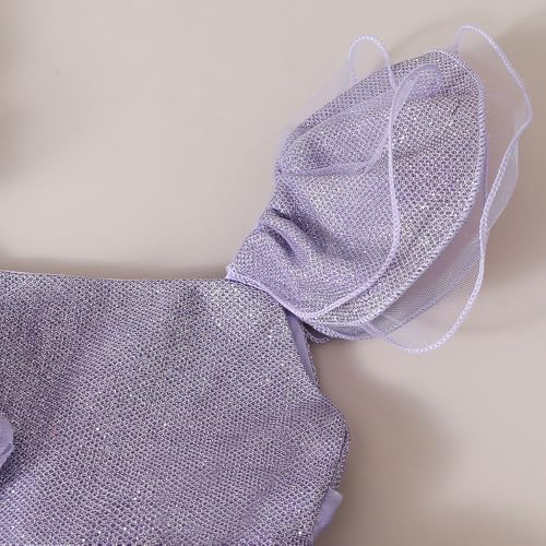 Hopscotch Girls Lilac Short Sleeves Floral Applique Sparkle Party Dress for Age (2-3 Years)