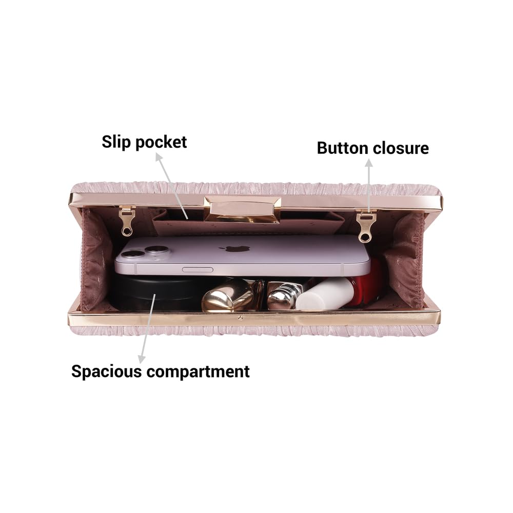 Mochi Women's Rose-Gold Fashionable Faux Leather Clutch (38-128)