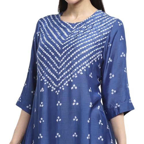 Biba Women Blue Shantoon Asymmetric Kurta Set_40