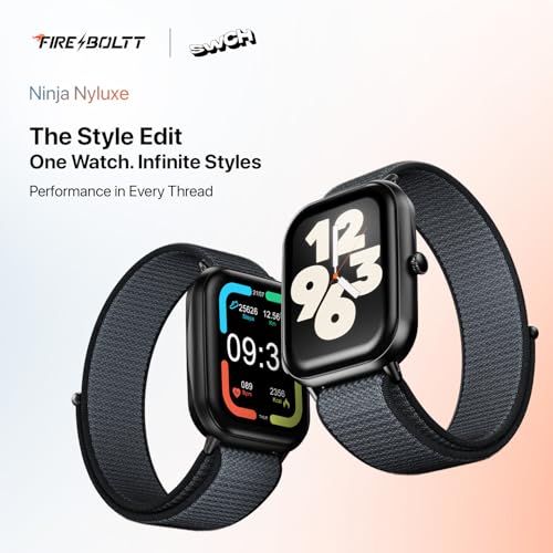 Fire-Boltt Newly Launched Ninja Call Pro Max Nyluxe Smart Watch 2.01 inch Display, Bluetooth Calling, 120+ Sports Modes, Health Suite, Voice Assistance (Charcoal Grey)
