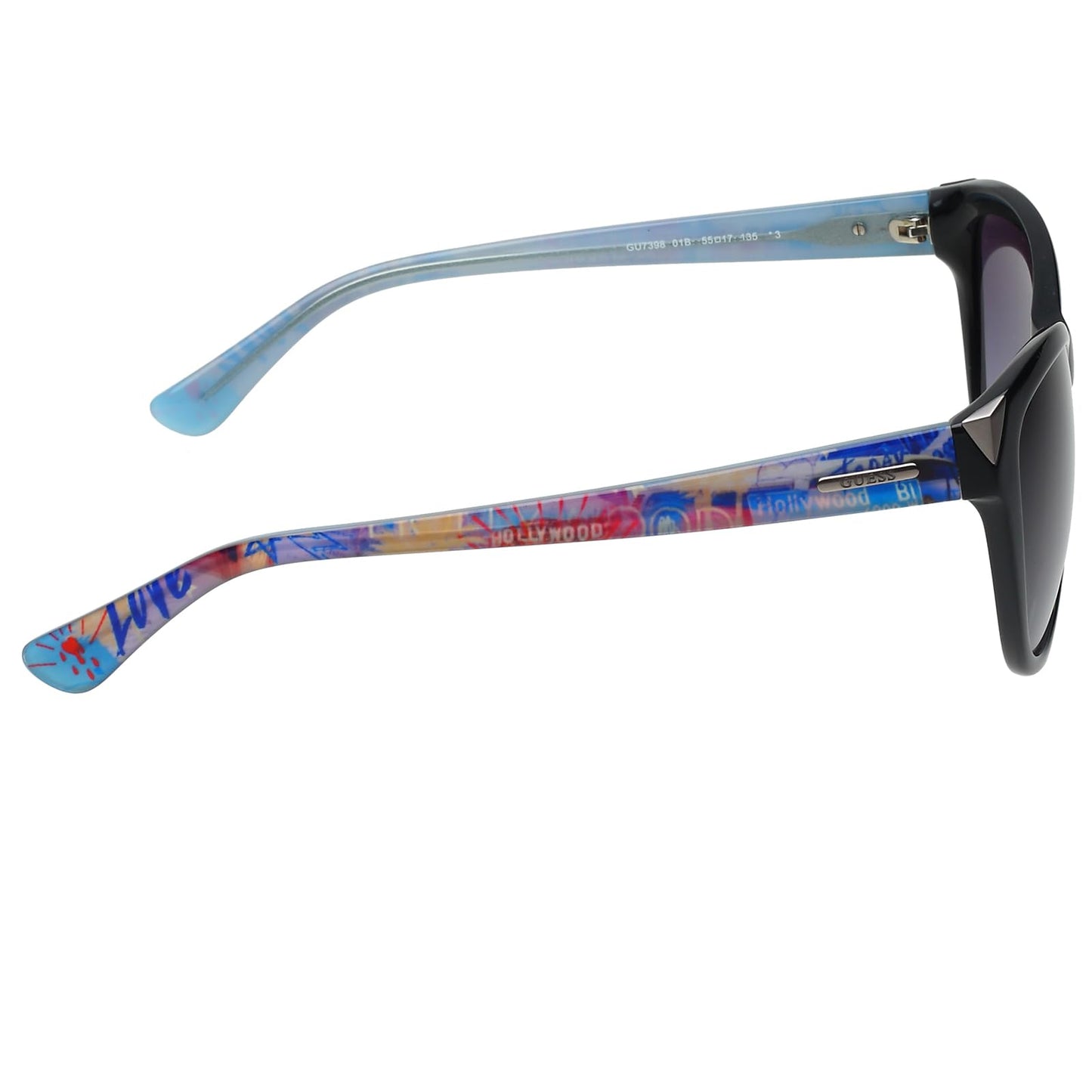 GUESS | Black Full-rim Cat Eye Branded Latest and Stylish Non-Polarized Sunglasses | 100% UV Protection (UV 400) Grey Gradient FadedLens | Women | Medium | GU7398 01B 55 S