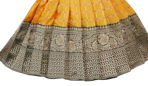 Suzvan South Indian Traditional Pattu Pavadai Tapeta Silk Lehenga Choli (3-6 Months)