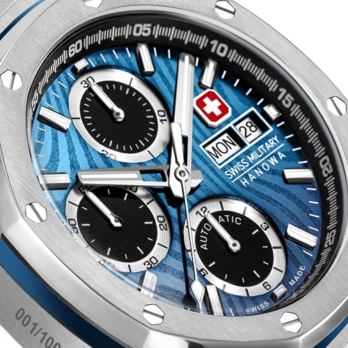 Swiss Military Hanowa Damask Legends Windstorm Blue Round Dial Swiss Made Automatic Watch for Men | SMWGL0007001