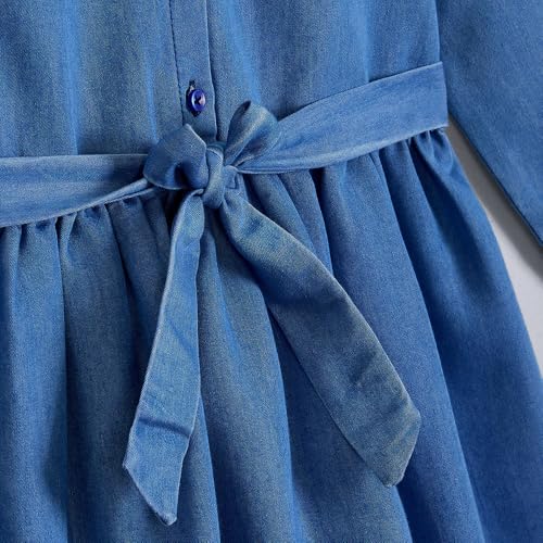 Hopscotch Girls Blue Full Sleeves Beads Embellished Dress with Bag for Age (3-4 Years)