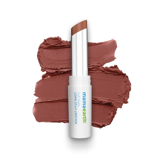 Mamaearth Soft Matte Long Stay Lipsticks with Jojoba Oil & Vitamin E for 12 Hour Long Stay - 01 Mocha Brown - 3.5 g
