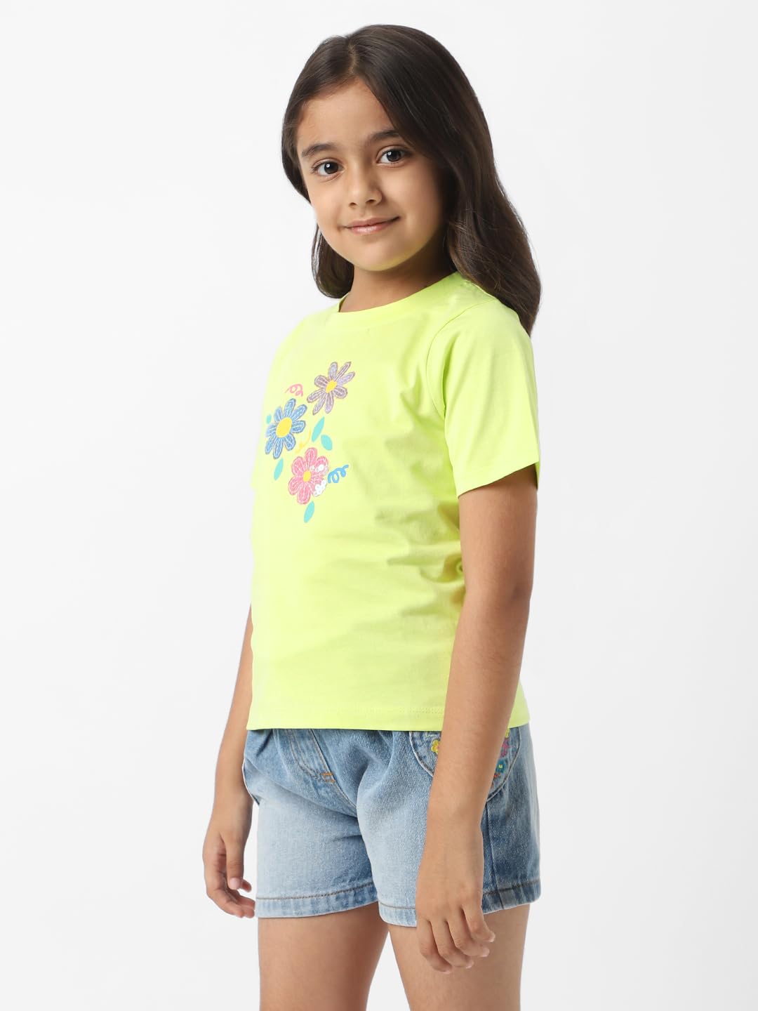 Nautinati Girls Printed Half Sleeve T-Shirt | Age 3-8 Years Lime Green