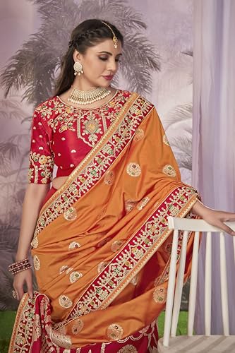 MANOHARI Women Banarasi Silk Woven Saree With Heavy Embroidery Blouse Piece_Mn1873, Mustard