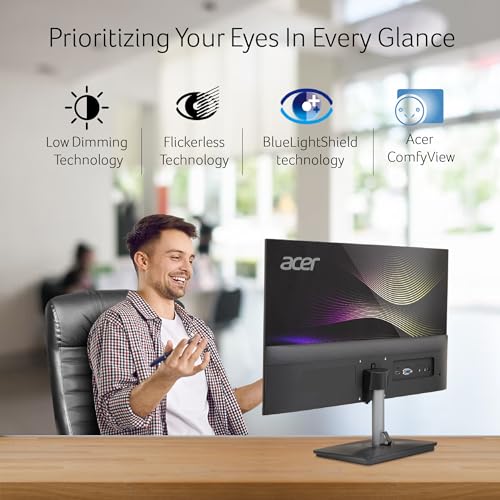 Acer RS272 P1 27 Inch IPS FHD Monitor | 144Hz Refresh | 1ms VRB | AMD FreeSync | Ultra Slim 6.9mm ZeroFrame Design | HDMI + VGA | 99% sRGB | Dual Glass Design | Built-in Speakers | Tilt Adjustable