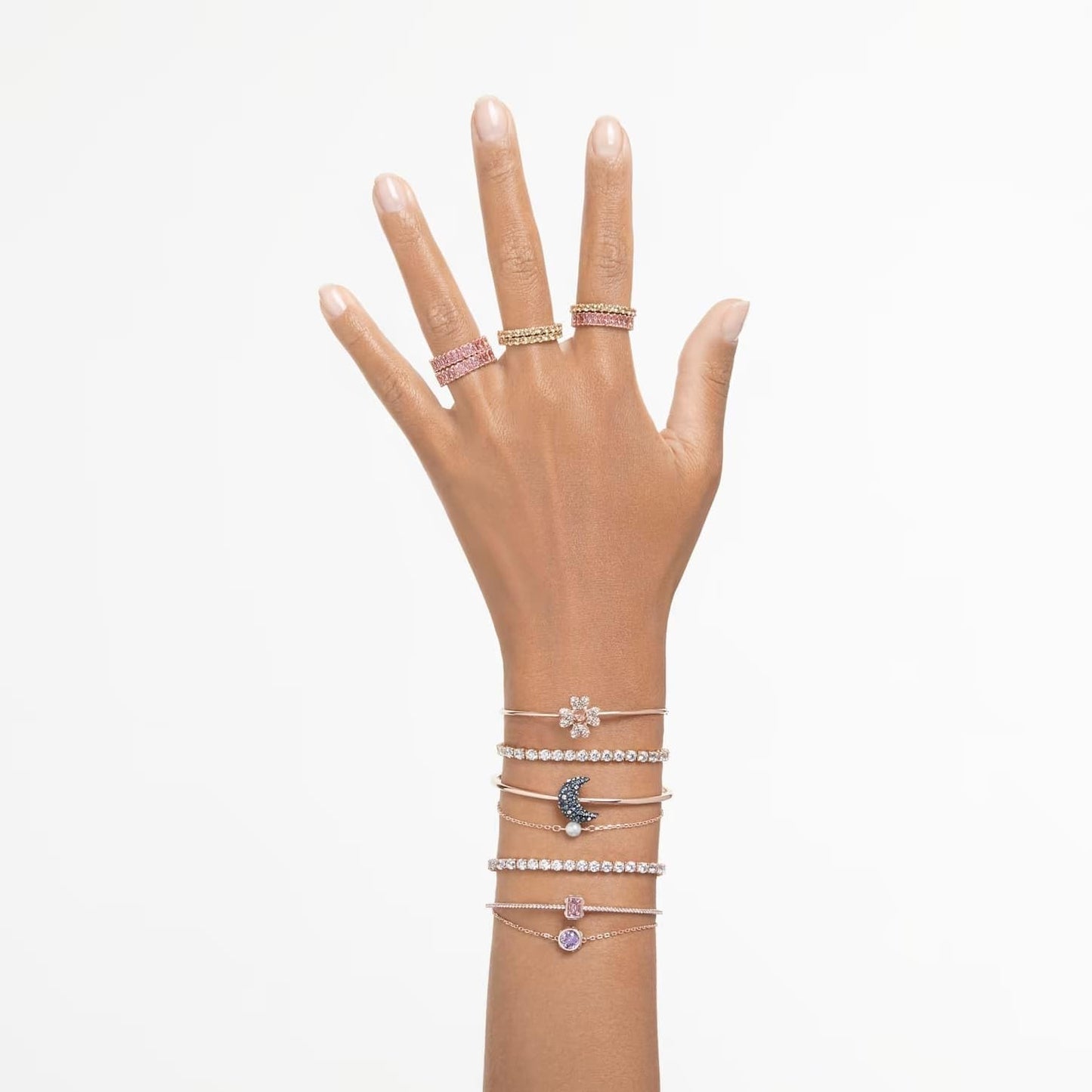 Swarovski Sublima bangle, Moon, Multicolored, Rose gold-tone plated