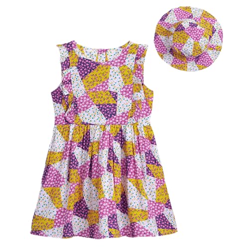 Hopscotch Girls Multi Sleeveless Floral Casual Dress for Ages (5-6 Years)