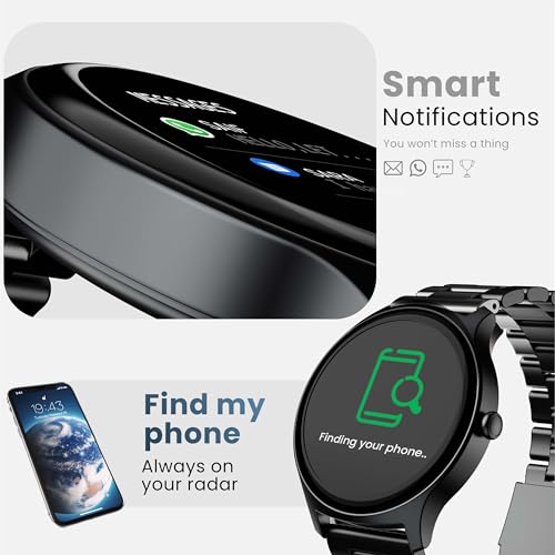 GOBOULT Rover Pro Smartwatch 1.43'' AMOLED, BT Calling 5.3, 1000 Nits Brightness, IP68, 150+ Watchfaces, 120+ Sports Modes, AI Voice Assistant, SpO2 Monitoring (Coal Black)