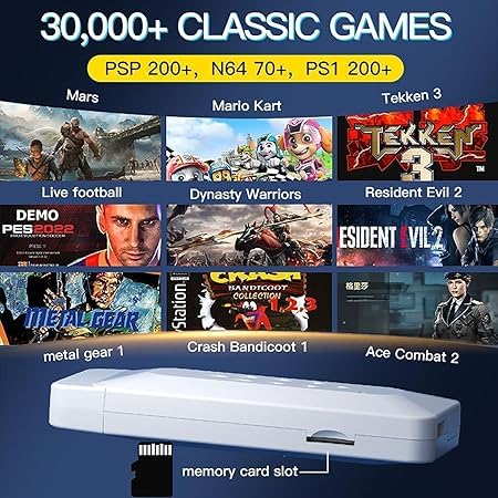 M22 GameStick High Graphics & Retro Gaming Console, 1080P HD, Dual Wireless Controllers, Classic Games Collection, White