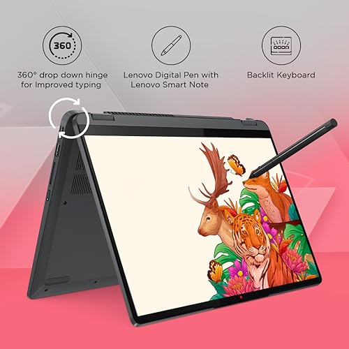 Lenovo IdeaPad Flex 5 AMD Ryzen 5 5625U (16GB RAM/512GB SSD/14 (35.5cm)/WUXGA IPS/Windows 11/Office Home 2024/Lenovo Digital Pen/1Yr ADP/Grey/1.5Kg), 82XX00G4IN Convertible Laptop