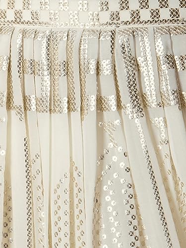 Zeel Clothing Women's Sequins Thread Embroidered Georgette Semi Stitched Lehenga Choli With Dupatta (5115-White-Wedding-Stylish-Latest; Free Size)
