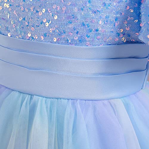 Hopscotch Girls Sequin Embellished Maxi Gown in Blue Color for Ages 7-8 Years