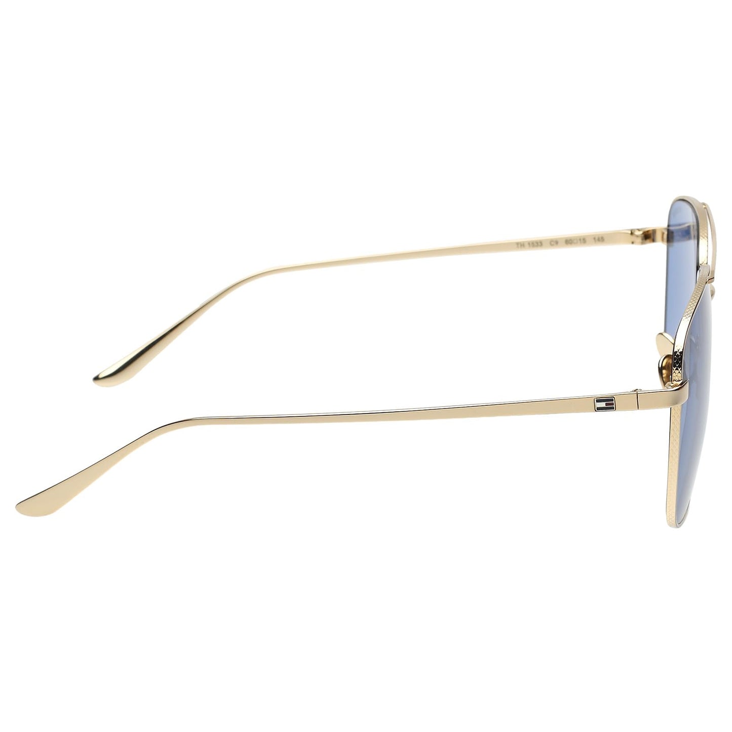 Tommy Hilfiger|Gold Full-rim Frame Square Sunglasses|100% UV Protected (Uv 400) Blue Lens|Men's | Large | TH 1533 C9 60 S