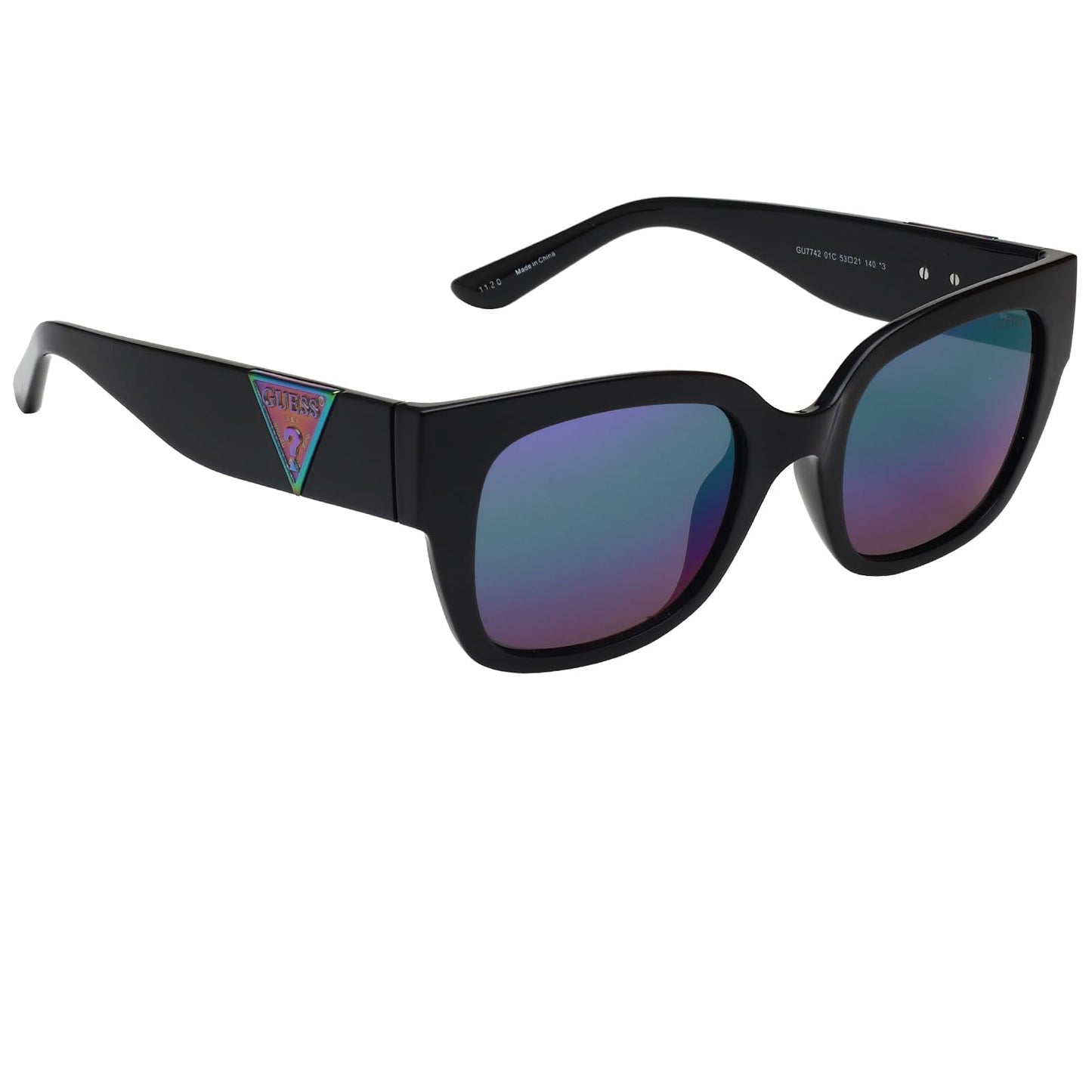 GUESS Mirrored Square Women Sunglasses -(GU7742 01C 53 S |53| Green Color Lens)