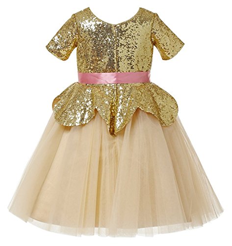 Fairy Dolls Girls' Maxi Dress (Fdgoldenround_Golden_5-6 Years)